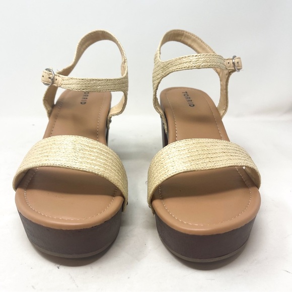 NEW Torrid Woodgrain Platform Heel Sandal (WW) Tan Brown Chunky Size 12 - Picture 4 of 10